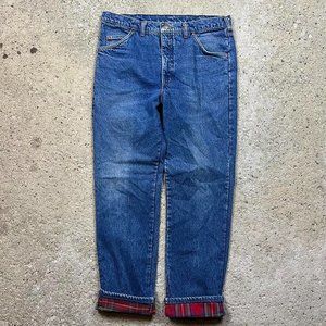 vintage 90s lands end flannel lined jeans